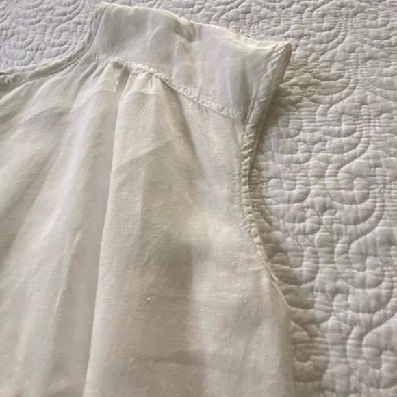 100% Linen by Hester & Orchard White Oversized Cap Sleeve Size Large - Picture 8 of 15